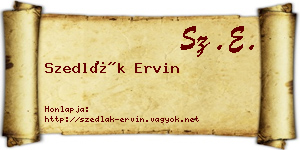 Szedlák Ervin névjegykártya